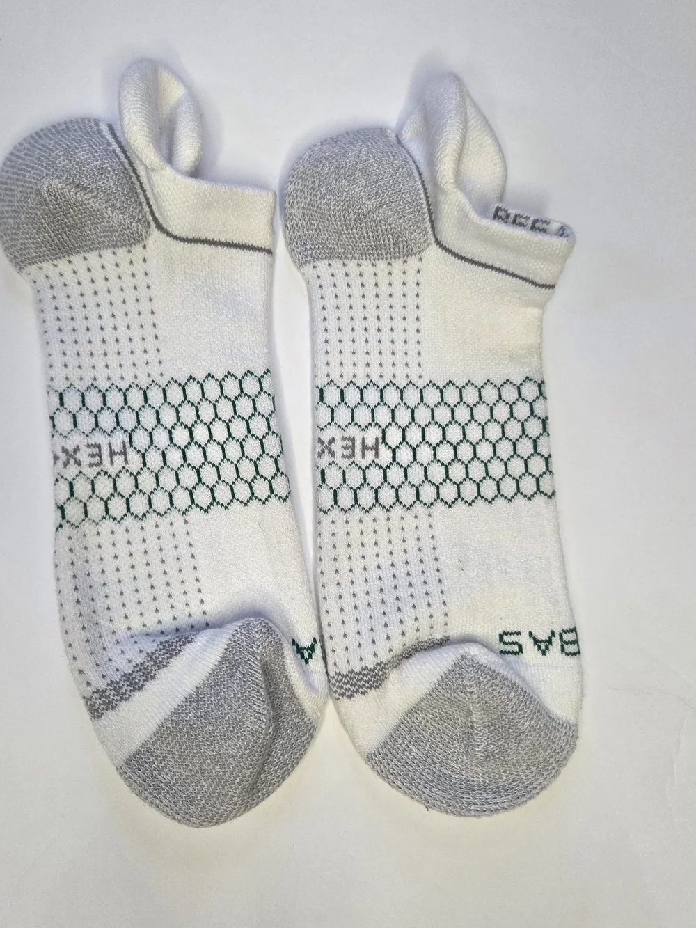 Bombas White Crew Socks with Pink and Blue Accents